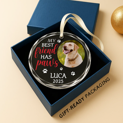 Custom Pet Photo Ornament, My Best Friend Has Paws