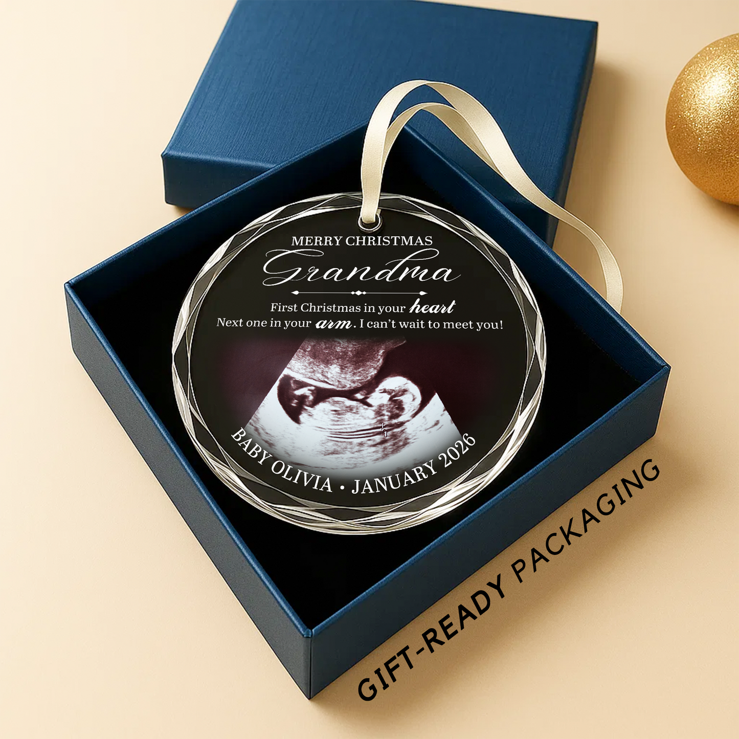 Baby Ultrasound Ornament, Personalized Name and Year Ornament