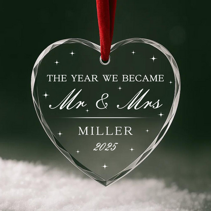 The Year We Became Mr Mrs, Custom Glass Ornamen