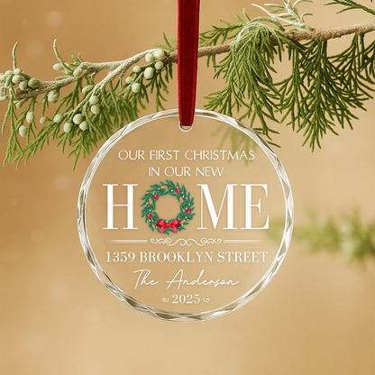 Our First Christmas in Our New Home, Personalized Address Ornament