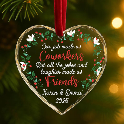 Coworkers to Friends Wreath Quote Custom Glass Ornament