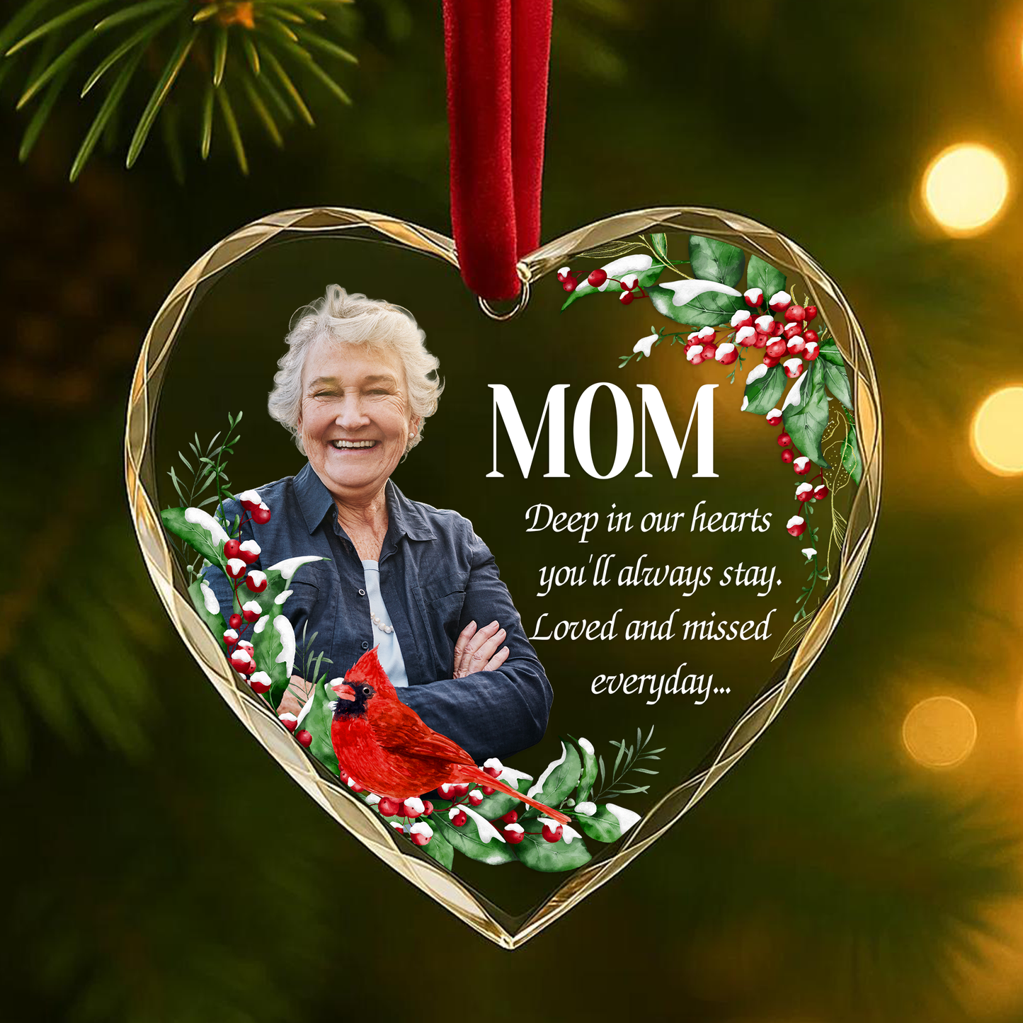Mom Memorial Ornament with Cardinal, In Loving Memory Keepsake