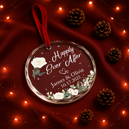 Happily Ever After Floral Wedding Heart Ornament