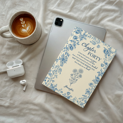 Personalized 40th Birthday Journal – “Chapter Forty” Custom Floral Notebook, Meaningful Milestone Gift
