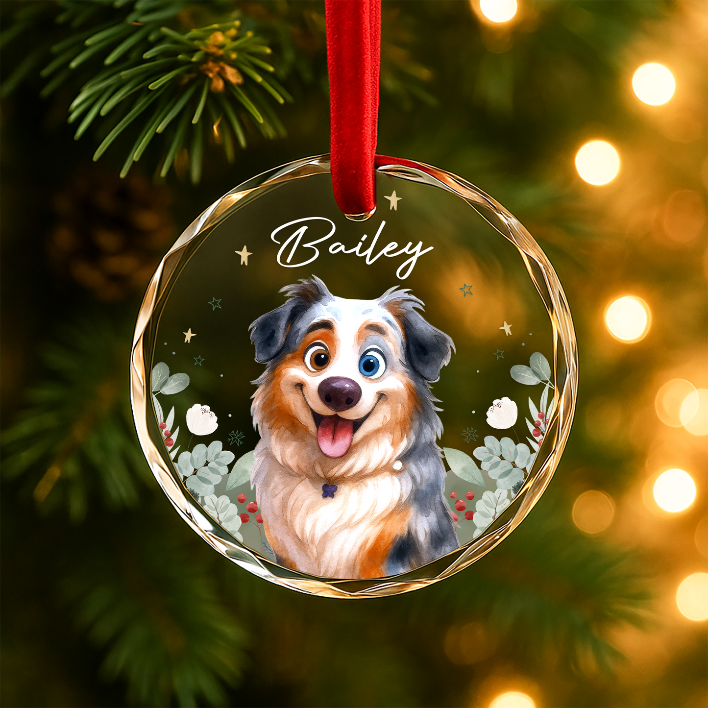 Custom Pet Cartoon Portrait Ornament, Dog Illustration Keepsake