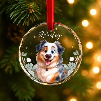 Custom Pet Cartoon Portrait Ornament, Dog Illustration Keepsake