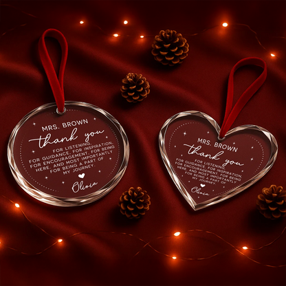 Thank You for Listening, Inspiring, Personalized Teacher Ornament