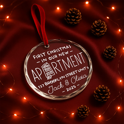 First Christmas in Our New Apartment, Personalized Address Ornament