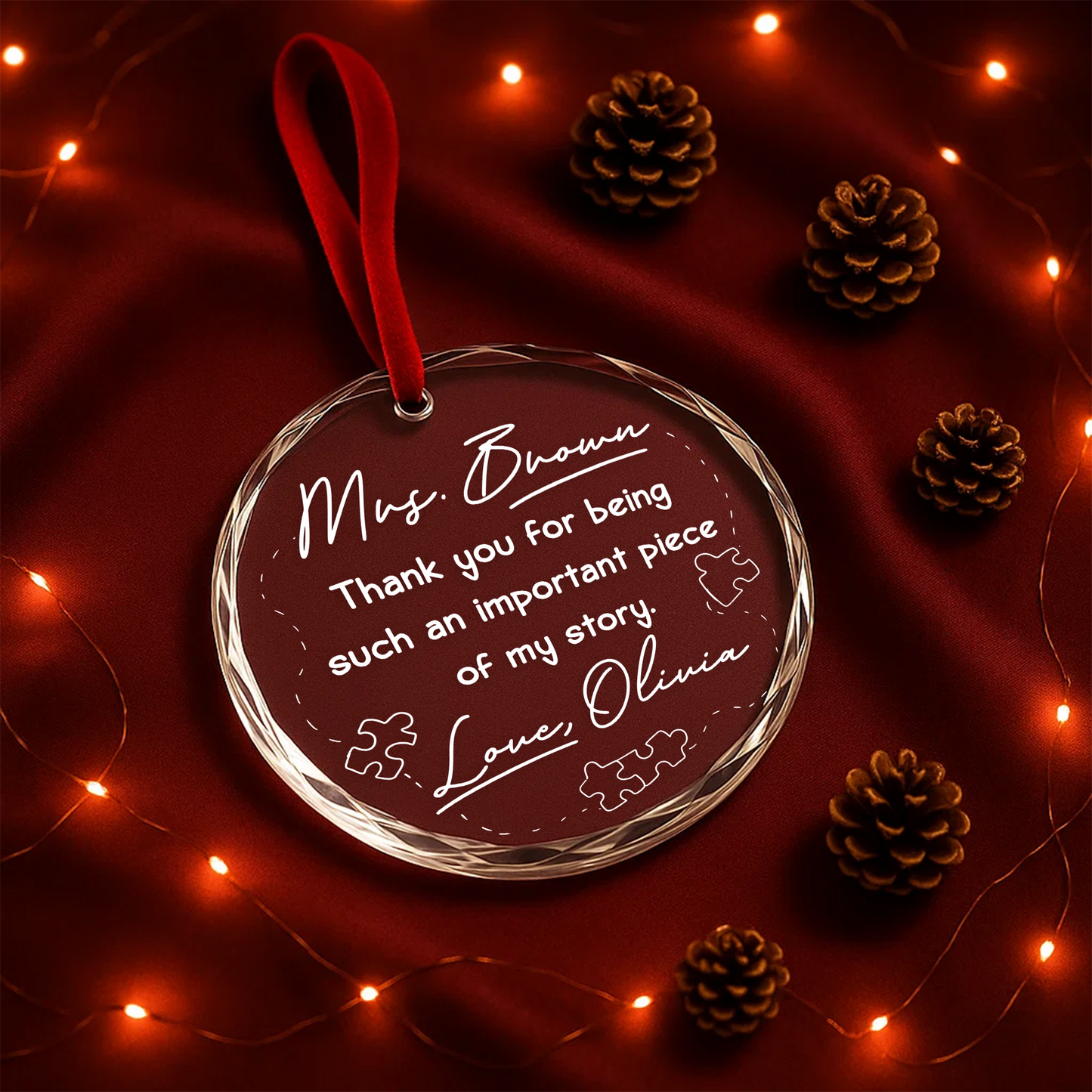 Thank You for Being a Piece of My Story, Teacher or Mentor Gift Ornament