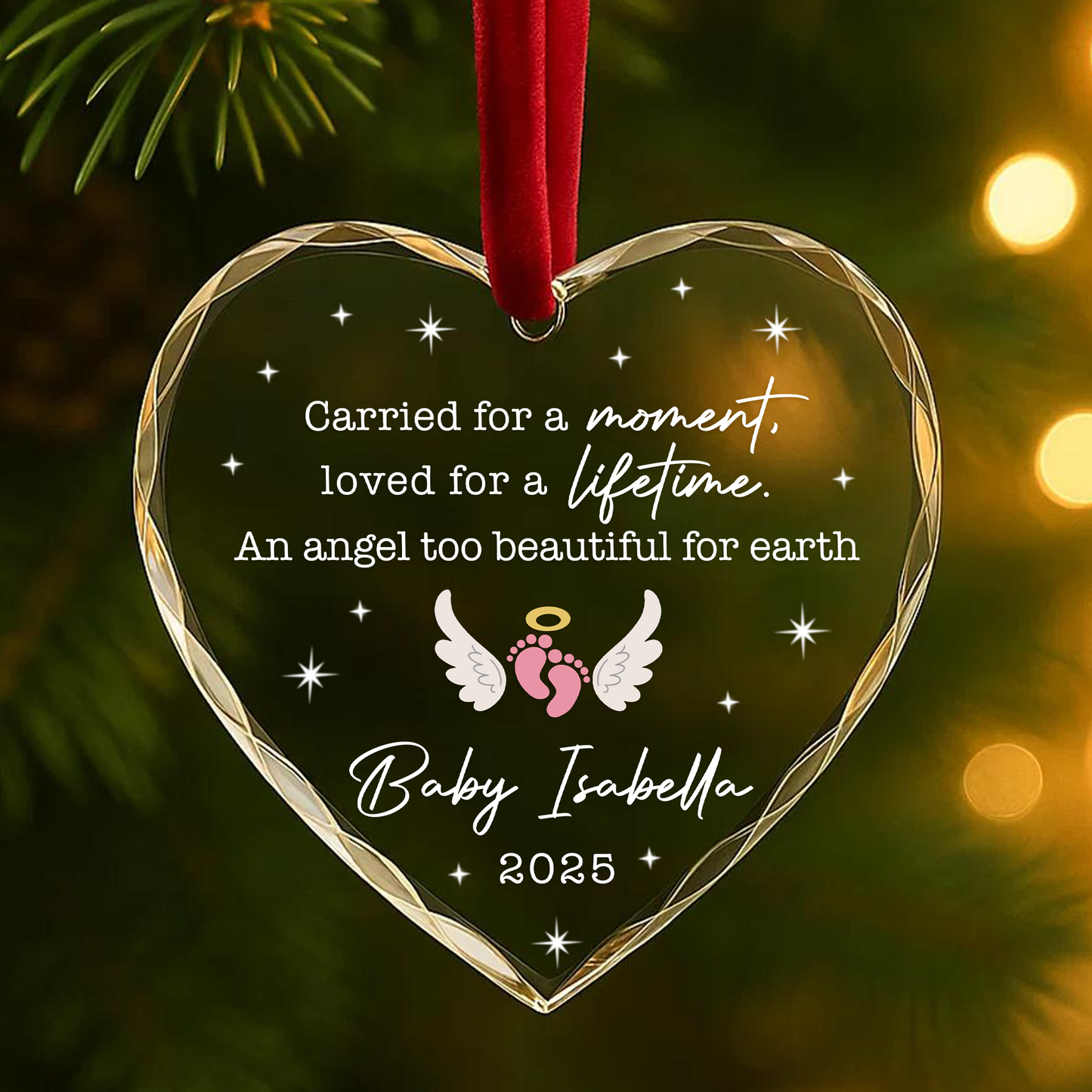 Baby Memorial Angel Wings Custom Glass Ornament