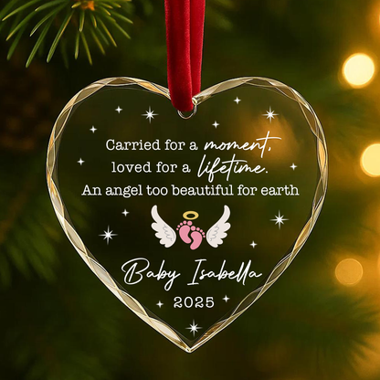 Baby Memorial Angel Wings Custom Glass Ornament