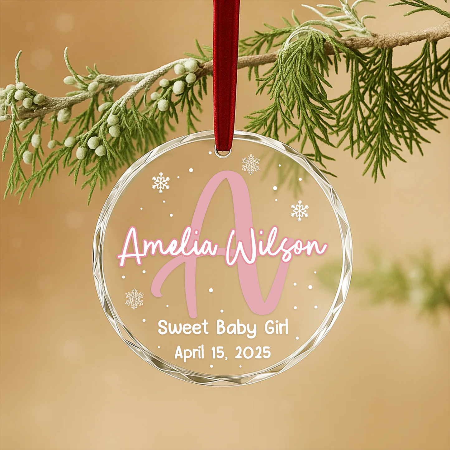 Custom Baby Name Ornament, Sweet Baby with Birth Date