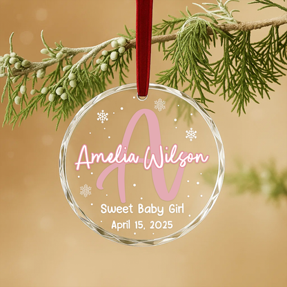 Custom Baby Name Ornament, Sweet Baby with Birth Date