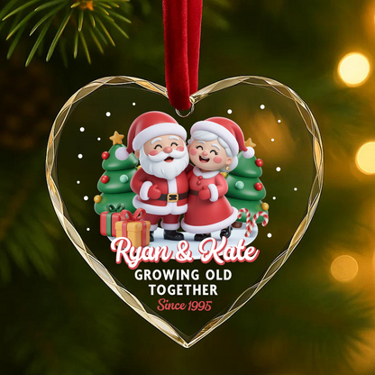 Growing Old Together, Santa & Mrs. Claus Couple Ornament, Since Year Personalized