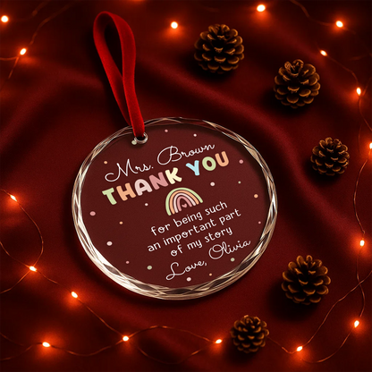 Rainbow Thank You Ornament, Teacher Appreciation or Mentor Gift
