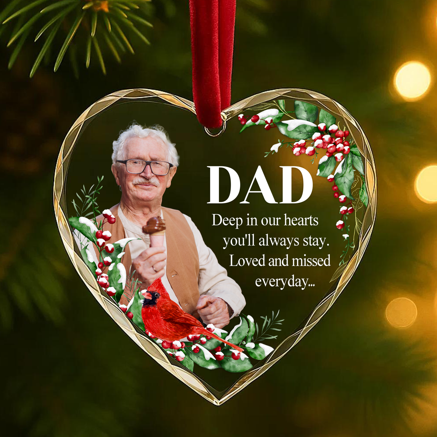 Dad Memorial Ornament with Cardinal, In Loving Memory Keepsake