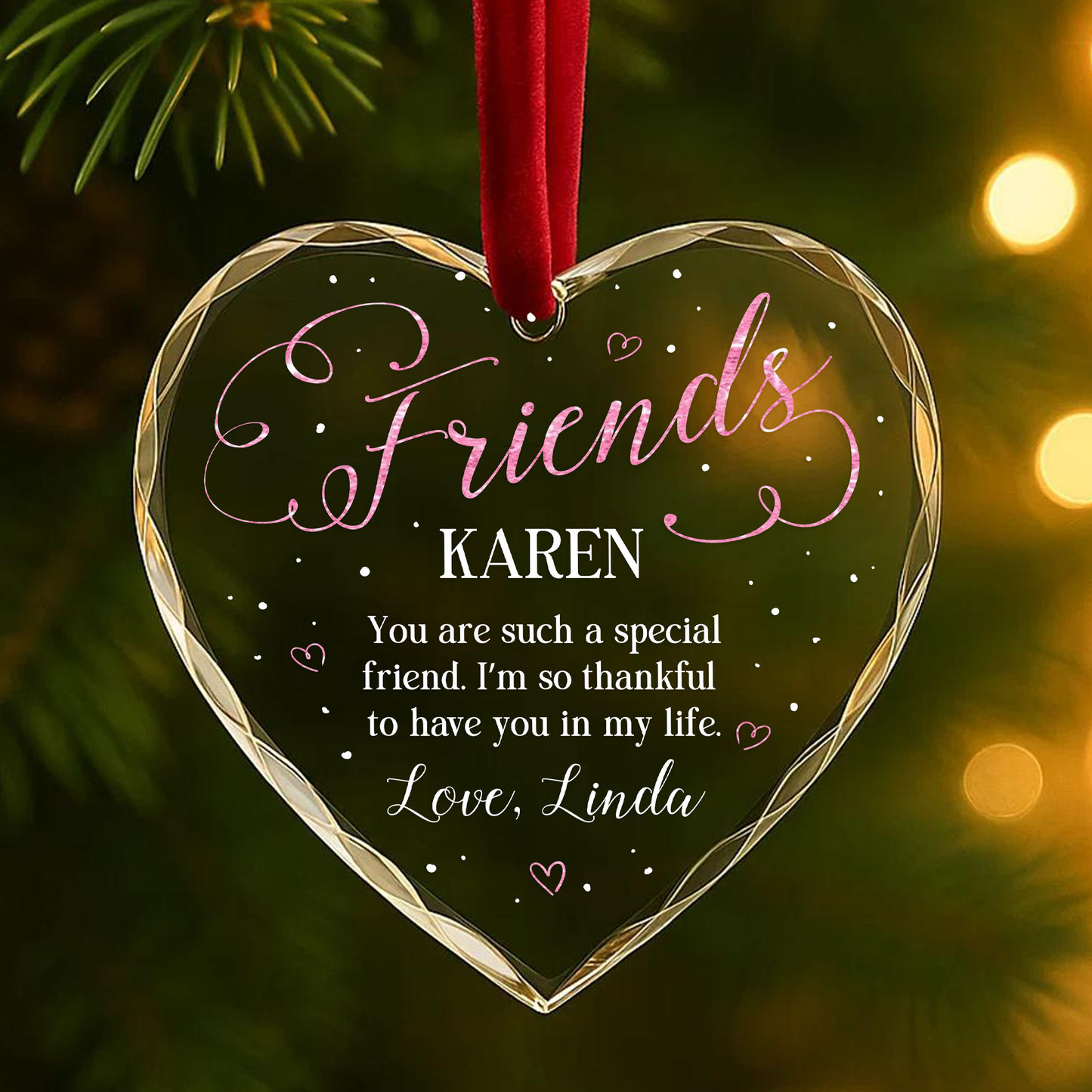 Friends Special Message Custom Glass Ornament