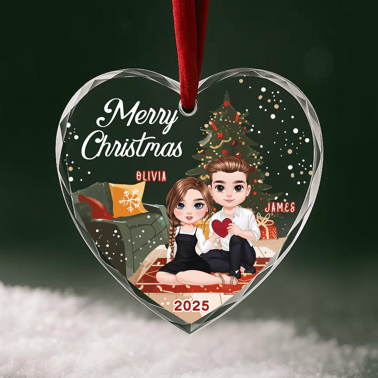 Merry Christmas Couple Ornament, Custom Couple Ornament