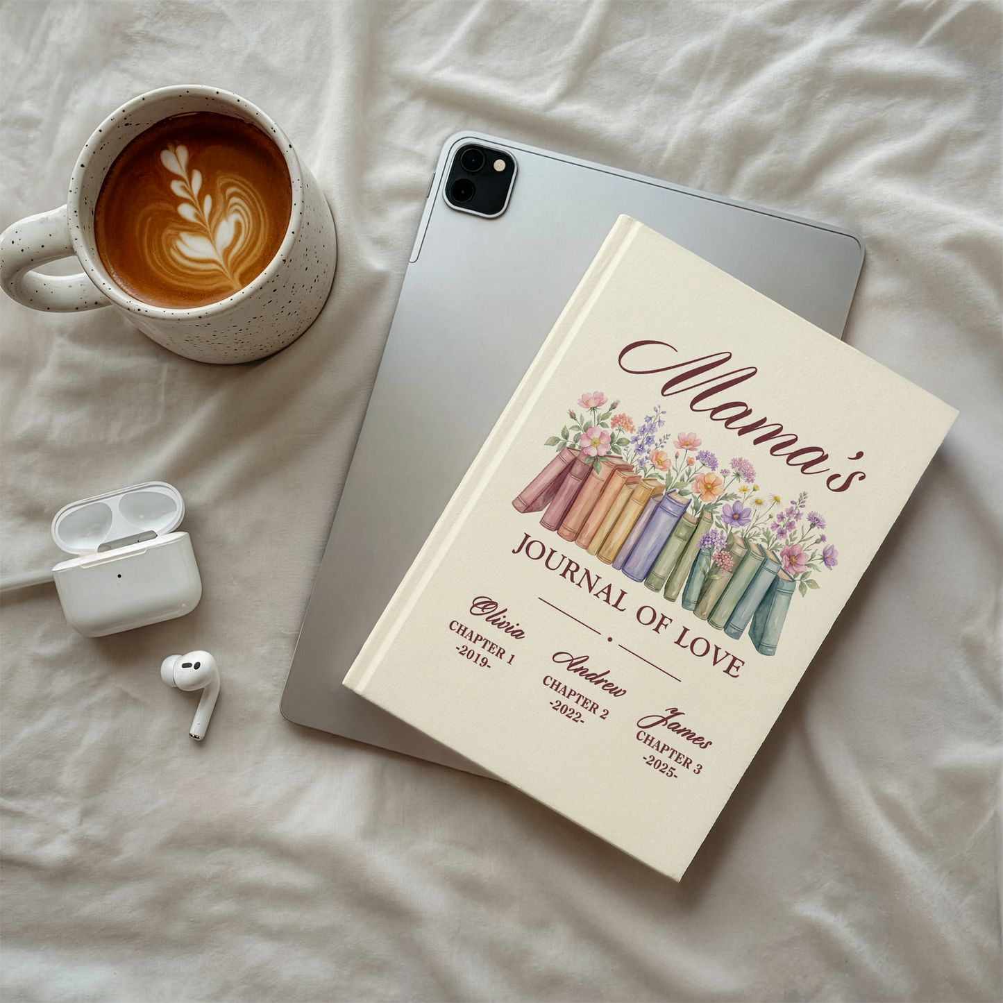 Personalized Mom Journal – “Mama’s Journal of Love” Custom Book with Kids Names & Birth Years