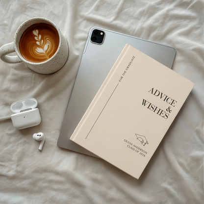 Personalized Graduation Advice Book – Minimalist “Advice & Wishes” Journal, Class of 2026 Gift