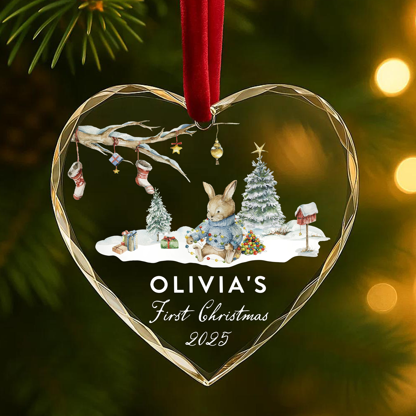 Baby’s First Christmas Ornament, Personalized Name and Year
