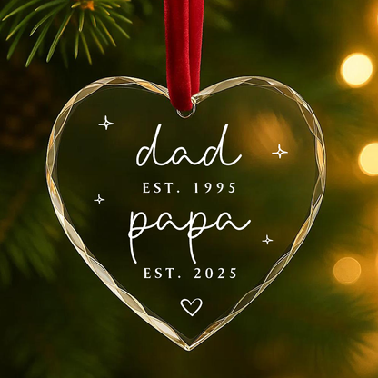 Dad and Papa Established Ornament, Minimalist Script Design