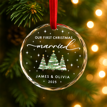 Our First Christmas Married Heart Ornament 2025