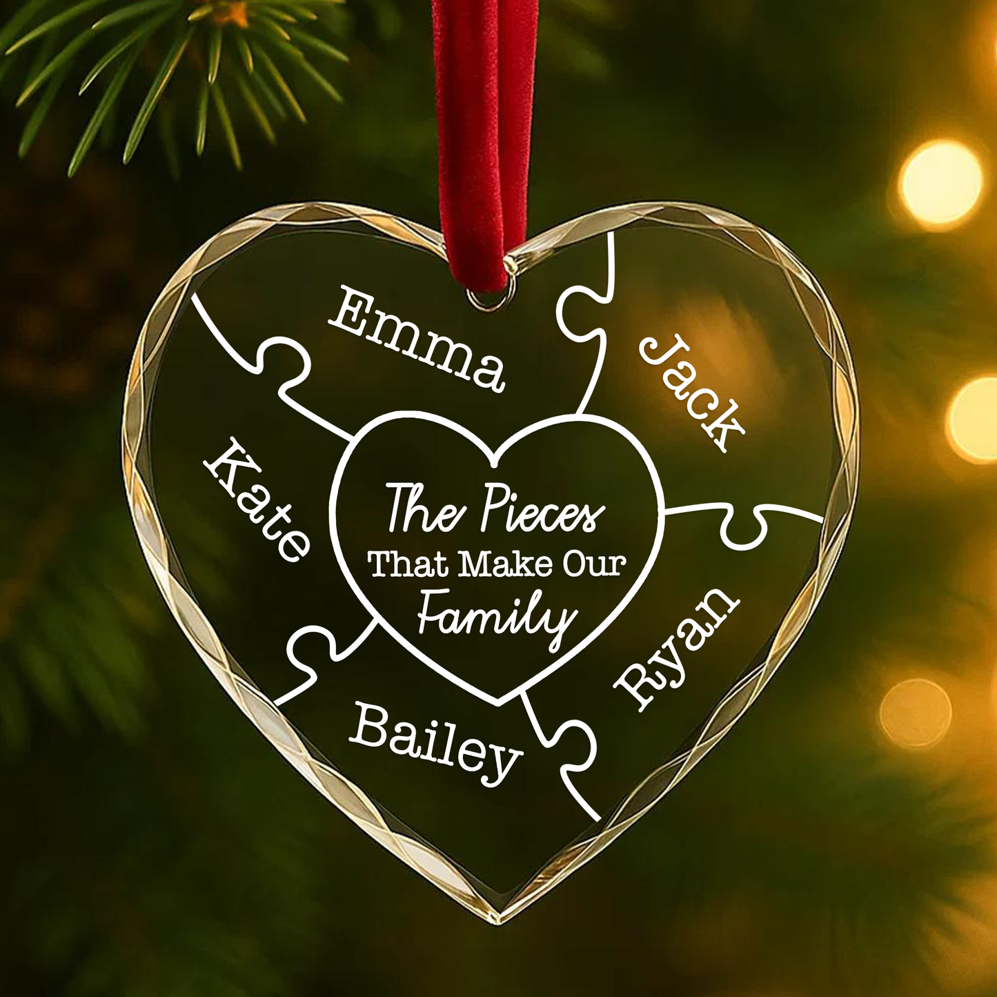 The Pieces That Make Our Family Puzzle Custom Glass Ornament