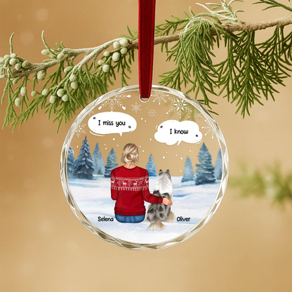 I Miss You Pet Memorial Ornament, Dog with Wings, Personalized Loss Gift