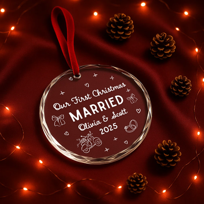 Our First Christmas Married, Custom Glass Ornament
