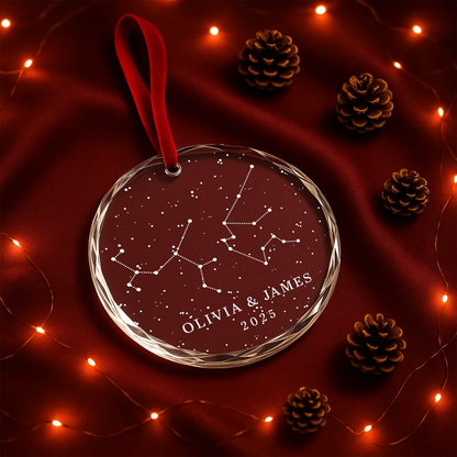 Couple Star Map Custom Heart Glass Ornament