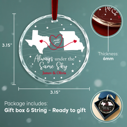 Always Under the Same Sky Long Distance Love Heart Ornament