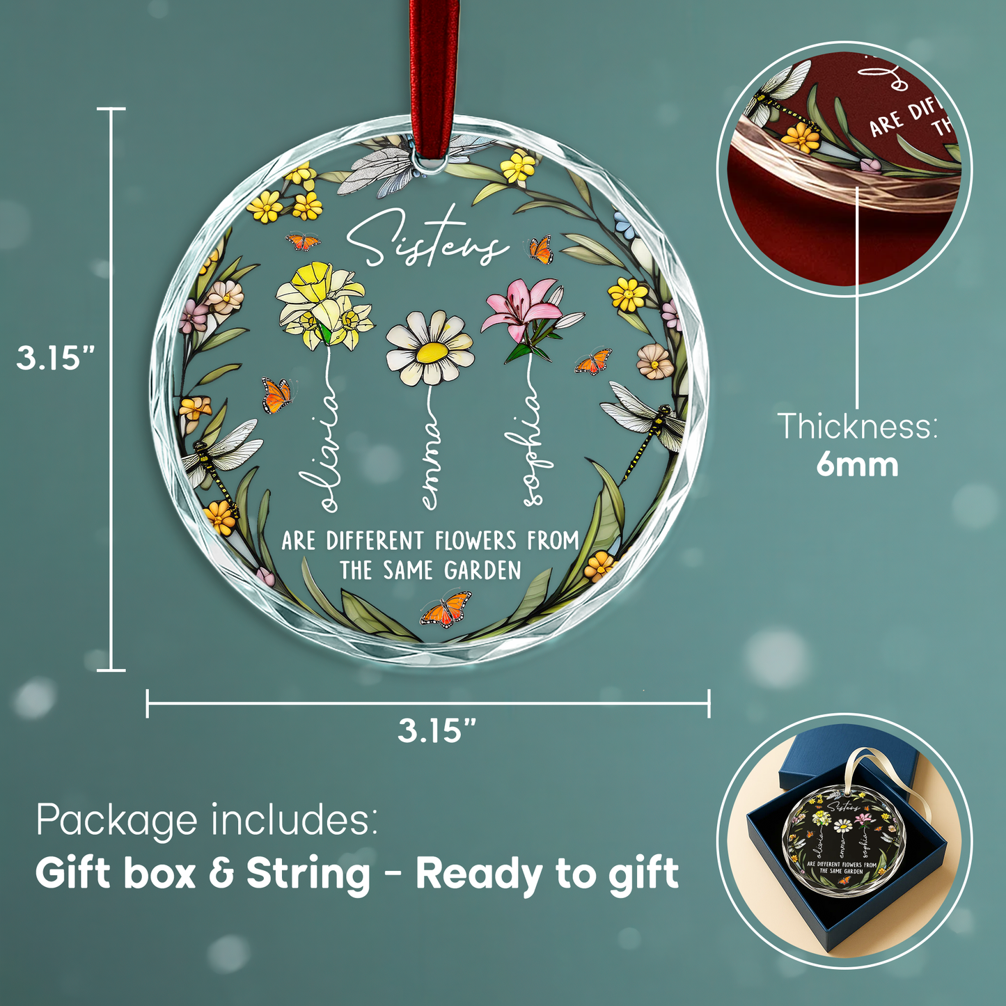 Sisters Are Different Flowers from the Same Garden Floral Ornament