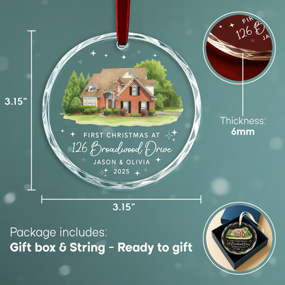First Christmas at New Home Ornament, Custom House Illustration