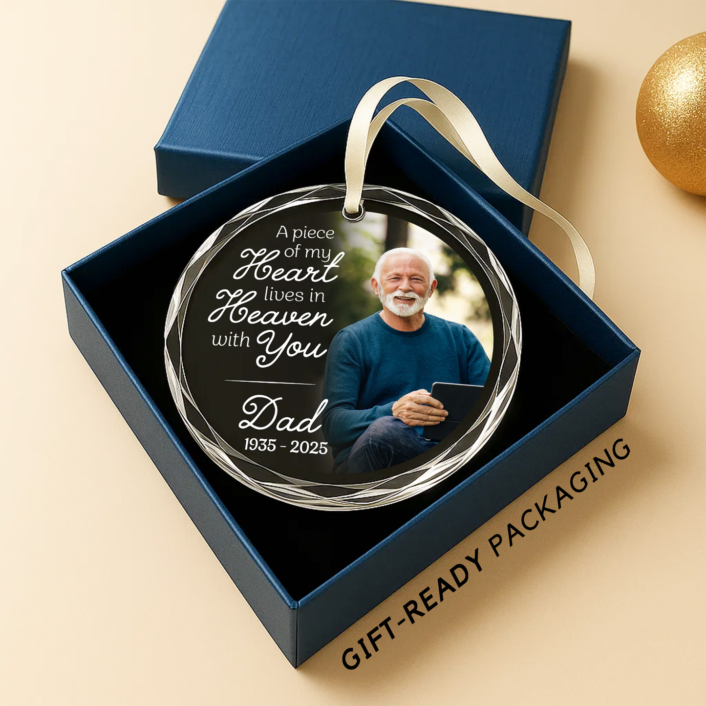 A Piece of My Heart Lives in Heaven with You, Memorial Ornament for Dad