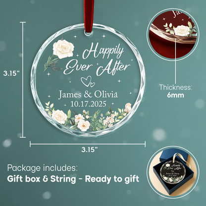 Happily Ever After Floral Wedding Heart Ornament