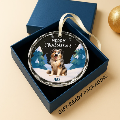 Merry Christmas Custom Pet Cartoon Ornament, Personalized Pet Portrait