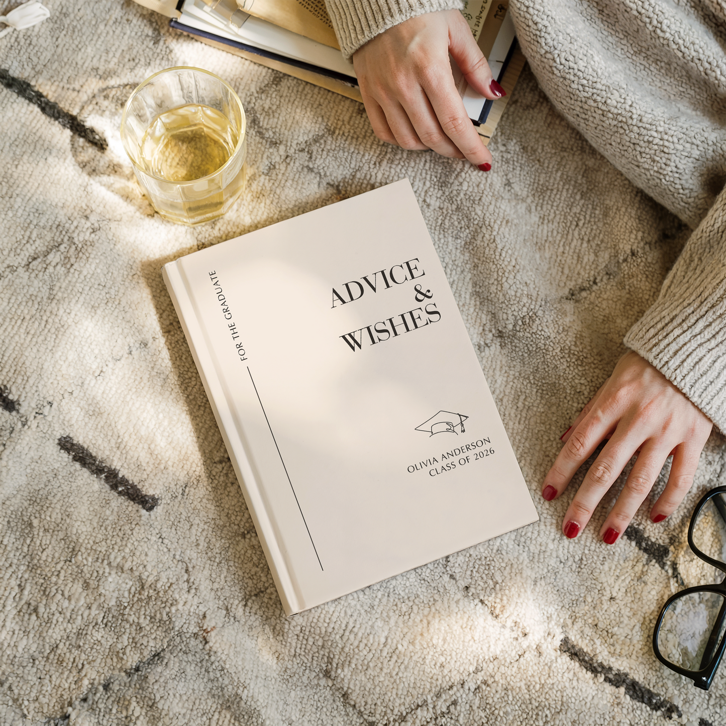 Personalized Graduation Advice Book – Minimalist “Advice & Wishes” Journal, Class of 2026 Gift