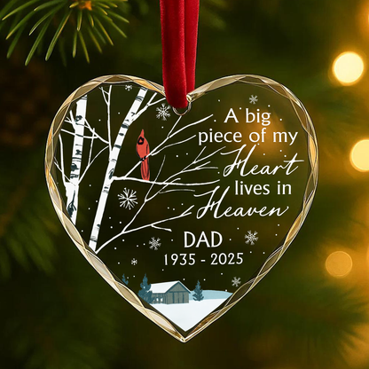 A Big Piece of My Heart Lives in Heaven Cardinal Memorial Ornament