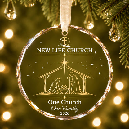 Personalized Church Family Nativity Ornament