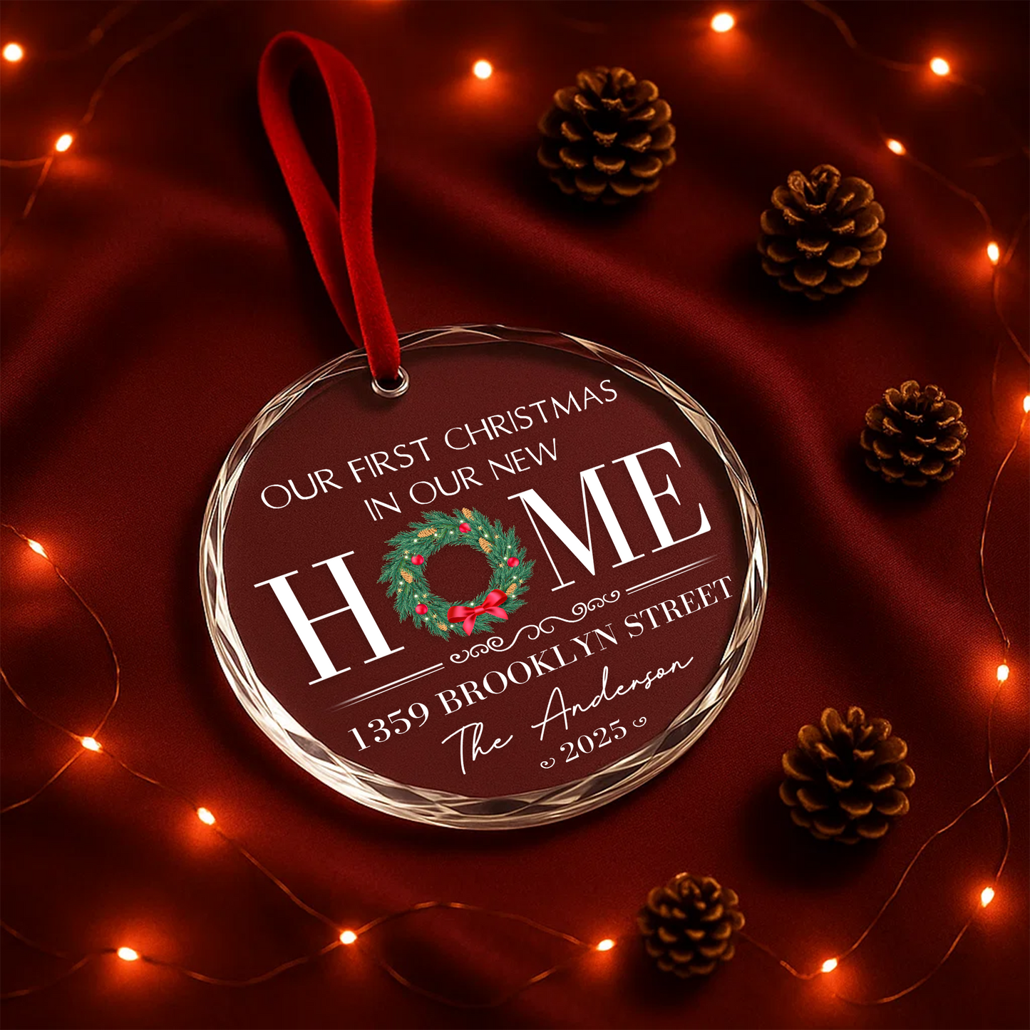 Our First Christmas in Our New Home, Personalized Address Ornament