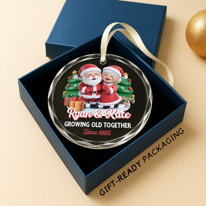 Growing Old Together, Santa & Mrs. Claus Couple Ornament, Since Year Personalized