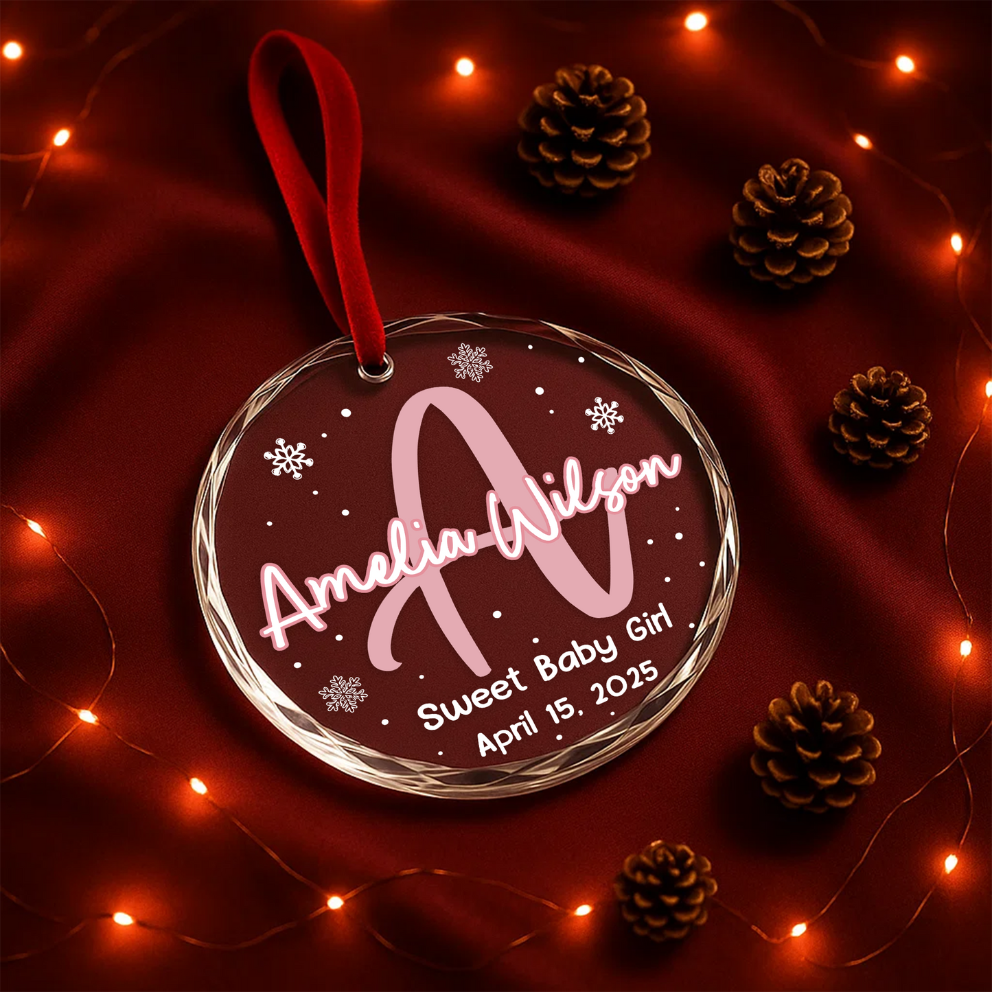 Custom Baby Name Ornament, Sweet Baby with Birth Date