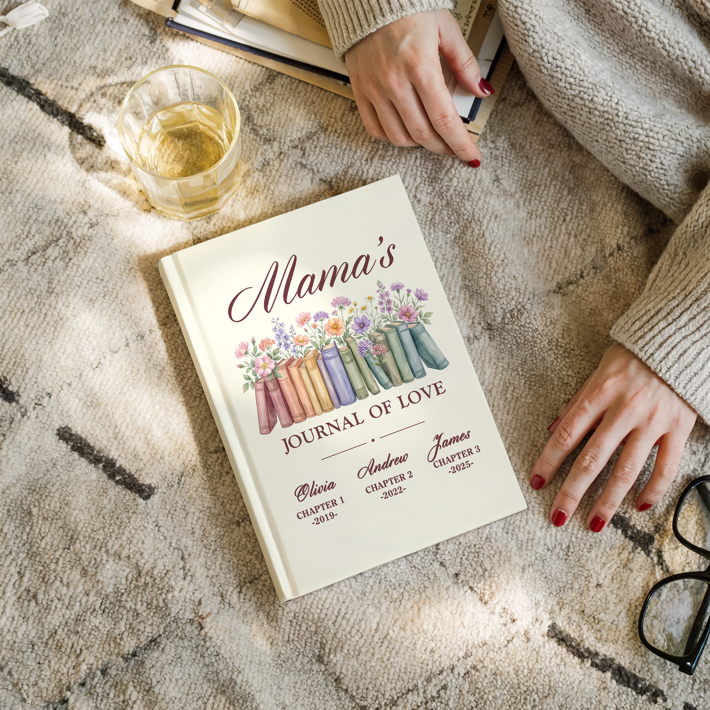 Personalized Mom Journal – “Mama’s Journal of Love” Custom Book with Kids Names & Birth Years