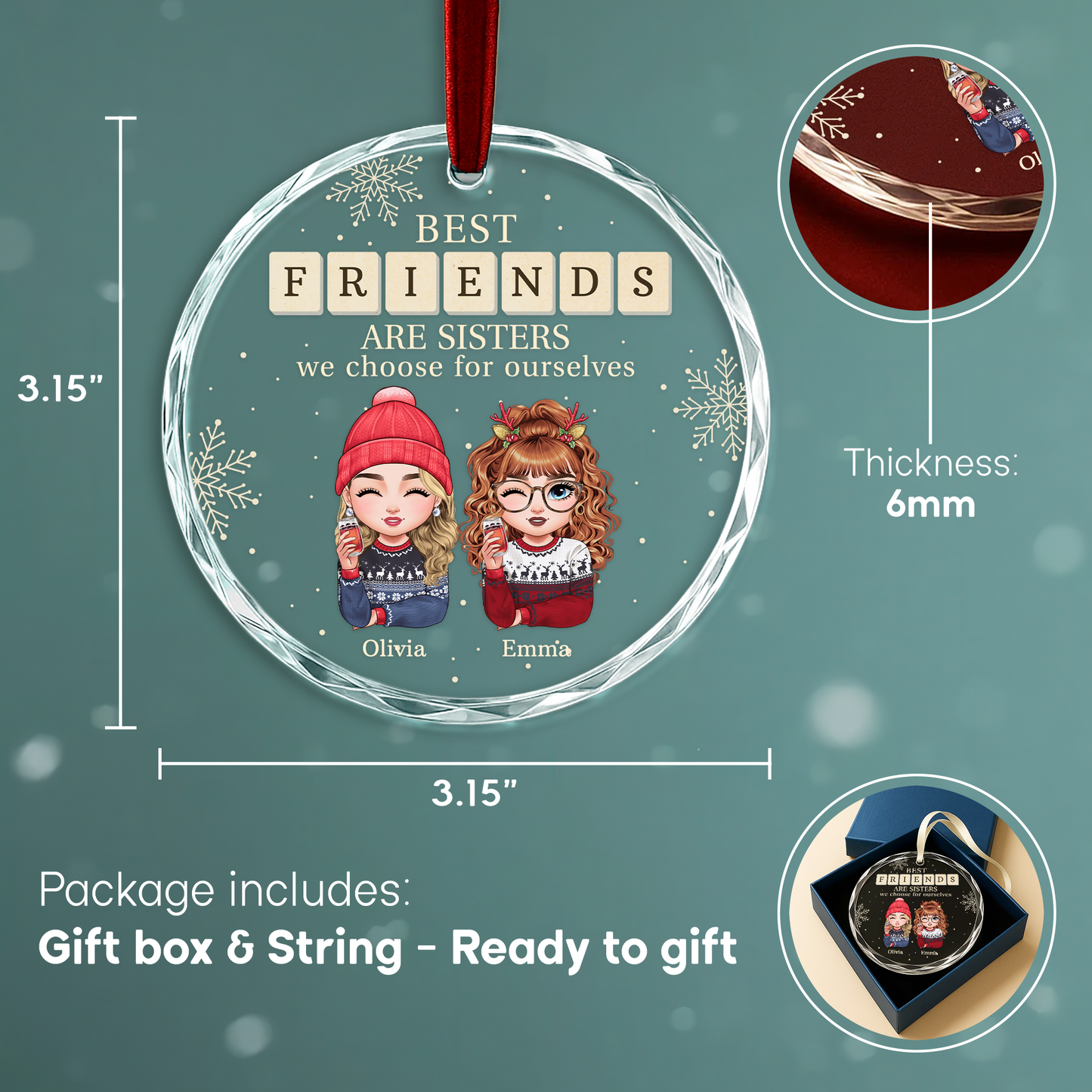 Best Friends Are Sisters We Choose for Ourselves Ornament