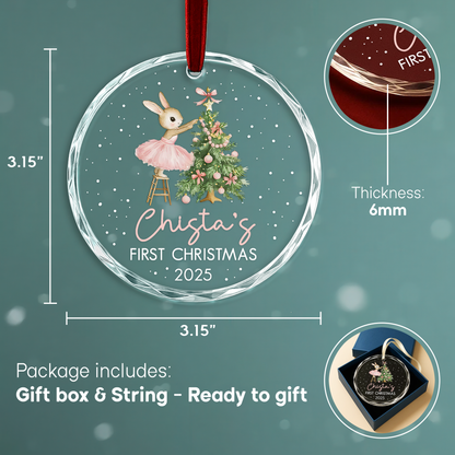 Baby Bunny Girl’s First Christmas Ornament 2025