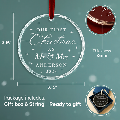 Our First Christmas as Mr Mrs Heart Ornament