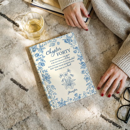 Personalized 40th Birthday Journal – “Chapter Forty” Custom Floral Notebook, Meaningful Milestone Gift