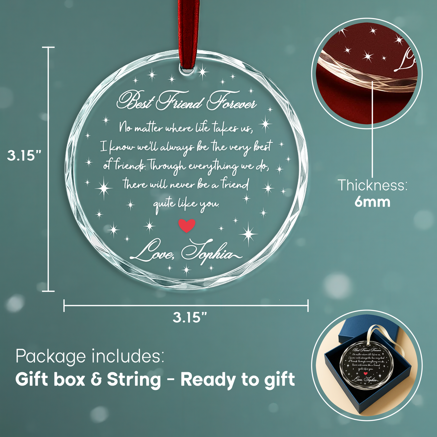 Best Friend Forever Heart Ornament, Friendship Keepsake