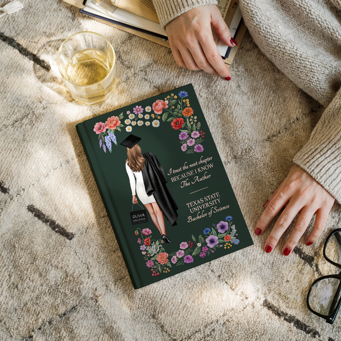 Personalized Graduation Journal for Her – Custom College Gift with Name, School & Degree, Class of 2026 Keepsake
